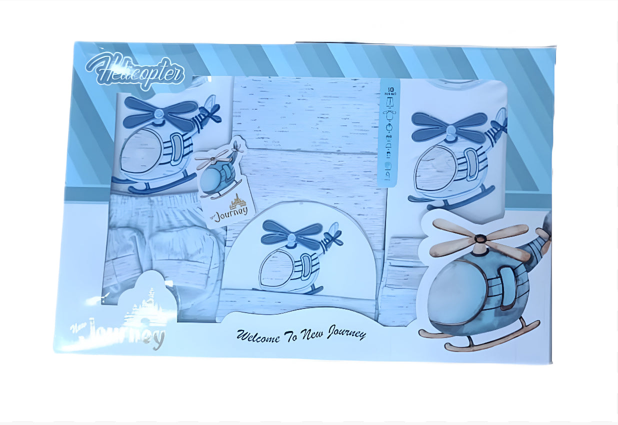 Helicopter Designed Newborn Gift Set – 10 Pieces Set