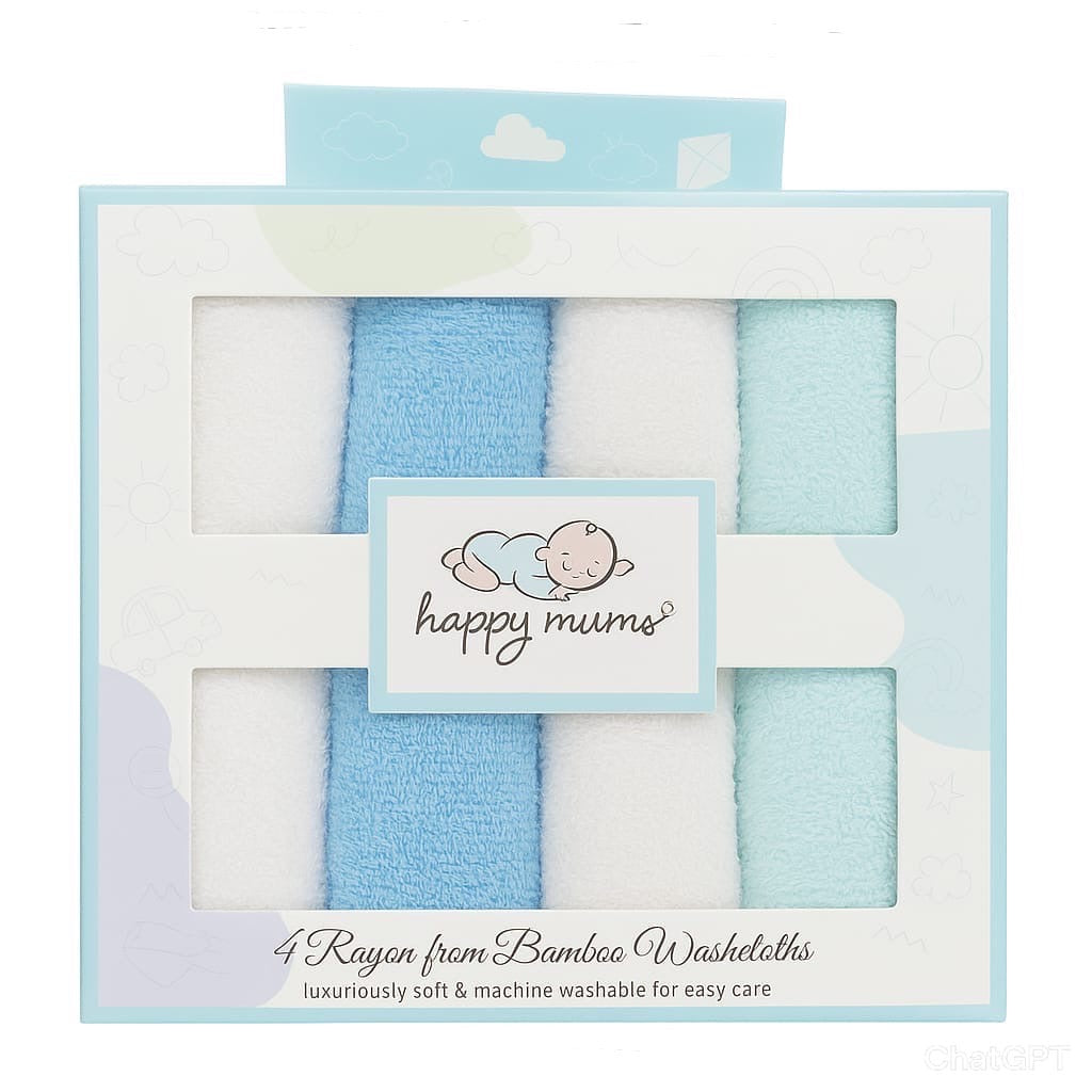 Happy Mums – Bamboo Washcloth Set (4 Pieces)