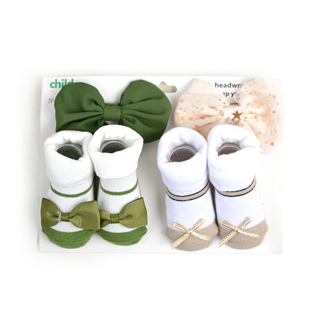 Green 4 Piece Headband & Socks Set