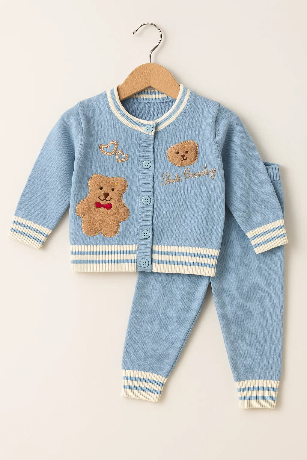 Teddy Bear Knitted Baby Outfit – 2 Piece Set