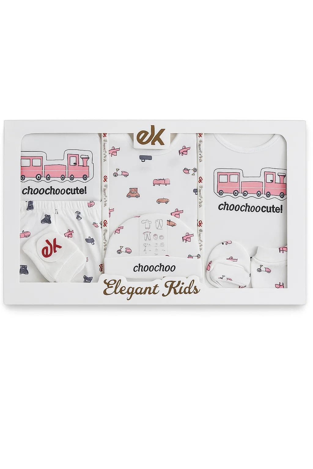 Train Design Newborn Starter Set of 8 Pieces