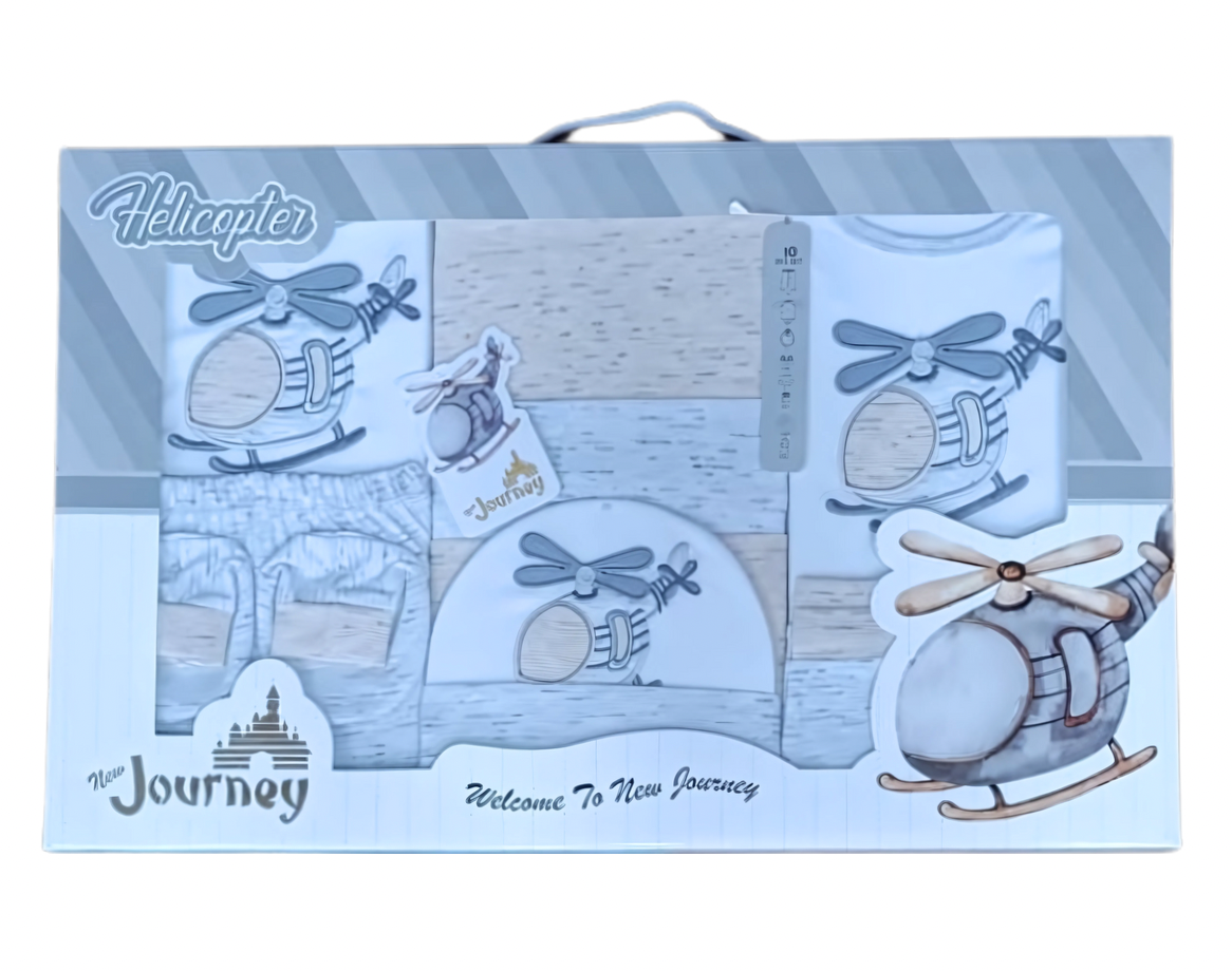 Helicopter Designed Newborn Gift Set – 10 Pieces Set