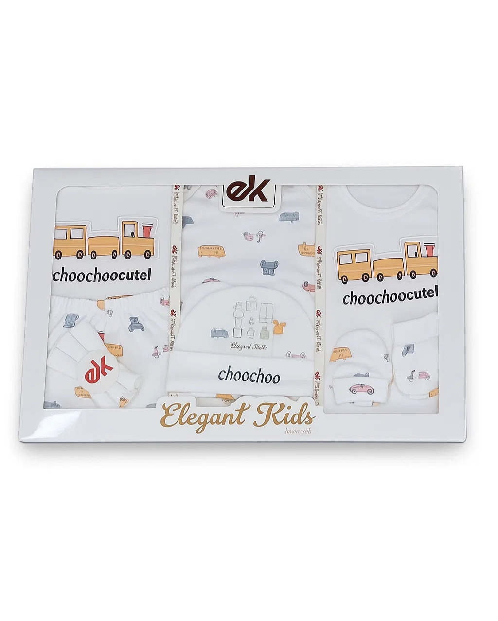 Train Design Newborn Starter Set of 8 Pieces