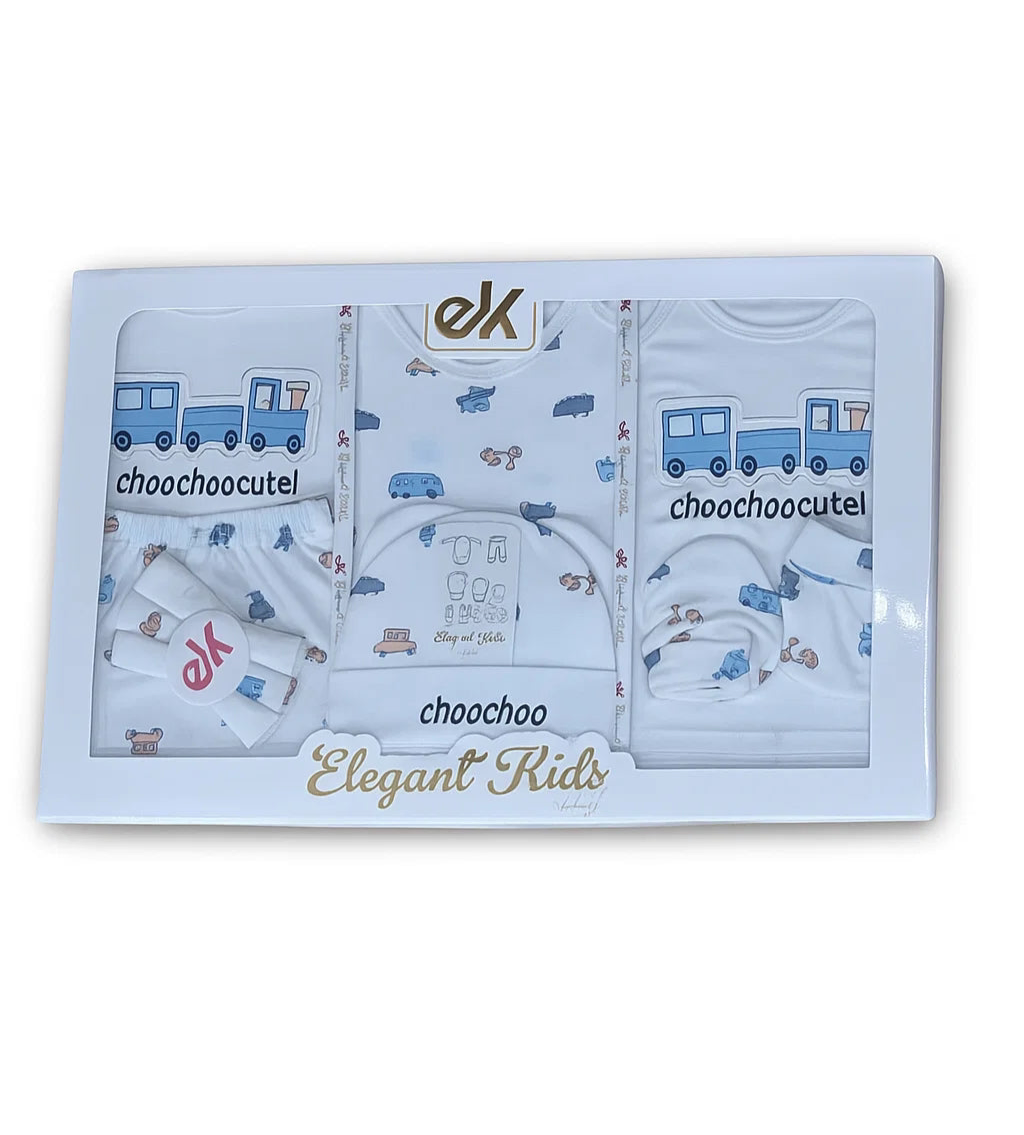 Train Design Newborn Starter Set of 8 Pieces