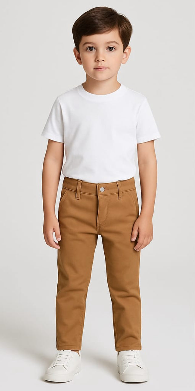 Slim Fit Chino Pants - Camel Brown
