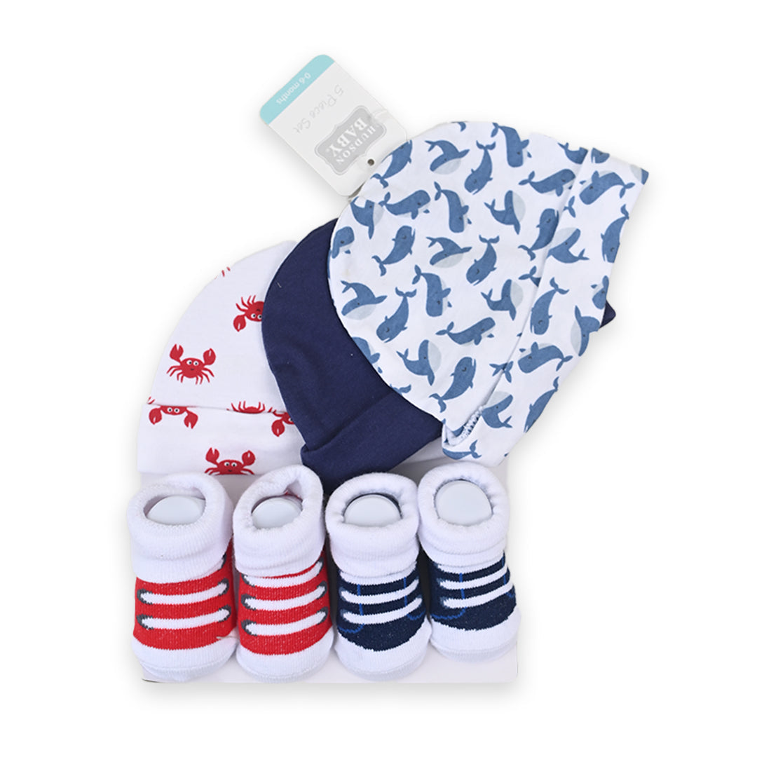 Hudson Dolphin 4 Piece Cap Set With Booties