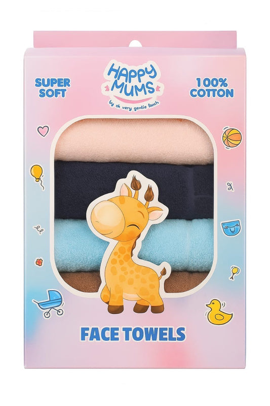 Happy Mums – 100% Cotton Face Towels (Set of 4)